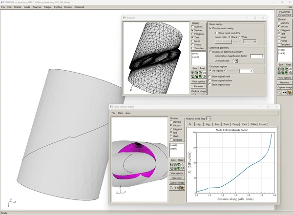 Crack growth simulation in FRANC3D
