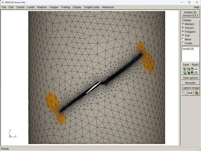 Finite element crack growth simulation in FRANC3D